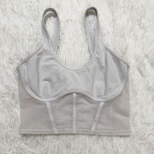 Women ALO YOGA Airbrush Mesh Corset Tank Cropped Length in White